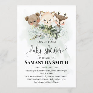 Forest animal baby shower Woodland Animals Invitation