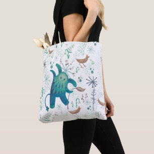 Forest animal character tote bag
