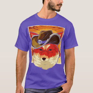 Forest Animal Cowboy Hat Western Lover Funny Fox T-Shirt