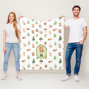 Forest Animal Cute Woodland Fleece Blanket