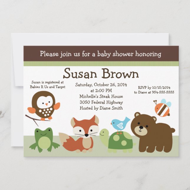 Forest Animal Friends Baby Shower Invitation (Front)