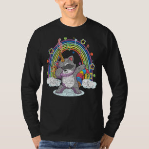 Forest Animal Rainbow Raccoonicorn Dabbing Raccoon T-Shirt