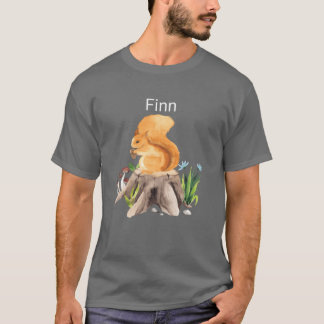 Forest animal squirrel with name Finn girl T-Shirt