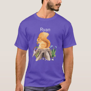 Forest animal squirrel with name Ryan girl T-Shirt