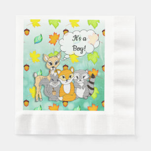 Forest Animal Themed It's a Boy Baby Shower Napkin