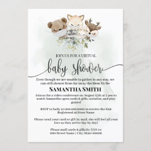 Forest animal virtual baby shower Woodland Animals Invitation