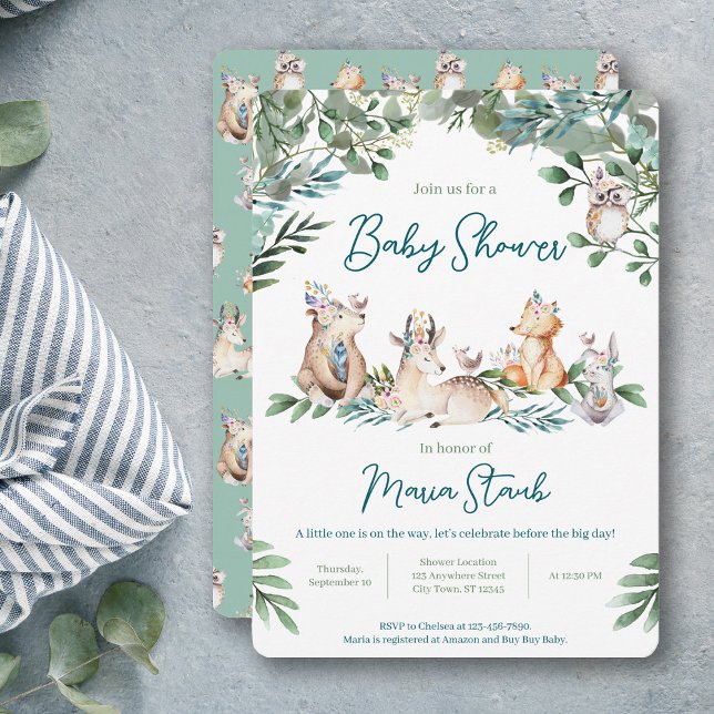 Forest Animal Woodland Baby Shower Invitation (Creator Uploaded)