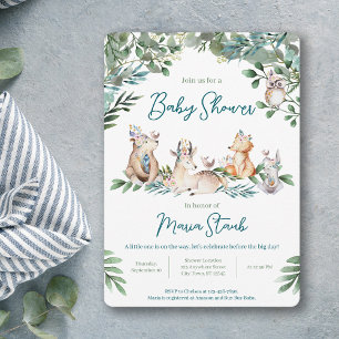 Forest Animal Woodland Baby Shower Invitation