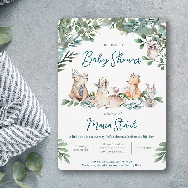 Forest Animal Woodland Baby Shower Invitation (Créateur téléchargé)