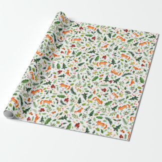 Forest animals and nature Christmas illustration Wrapping Paper