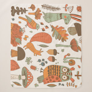 Forest Animals: Autumn Colourful Background. Sherpa Blanket