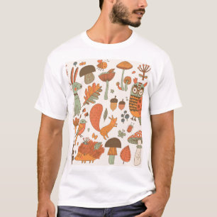 Forest Animals: Autumn Colourful Background. T-Shirt