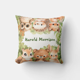 Forest Animals Baby Boy Shower Decoration Throw Pillow