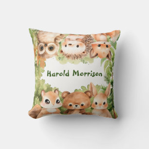 Forest Animals Baby Boy Shower Decoration Throw Pillow