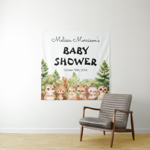 Forest Animals Baby Boy Shower Party Photoshoot Tapestry