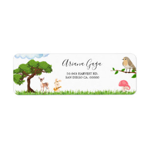 Forest Animals Baby Shower Address Label