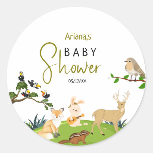 Forest Animals Baby Shower Classic Round Sticker