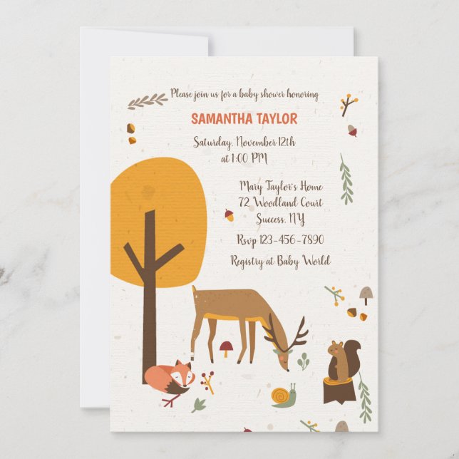 Forest Animals Baby Shower Invitation (Front)