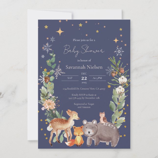 Forest Animals Baby Shower Invitation (Front)