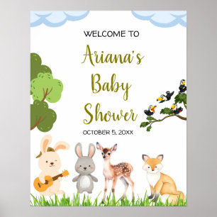Forest Animals Baby Shower Welcome Sign
