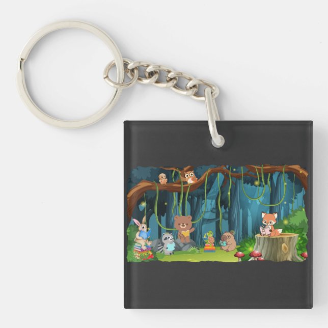 Forest Animals Book Club Keychain (Front)