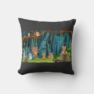 Forest Animals Book Club Throw Pillow