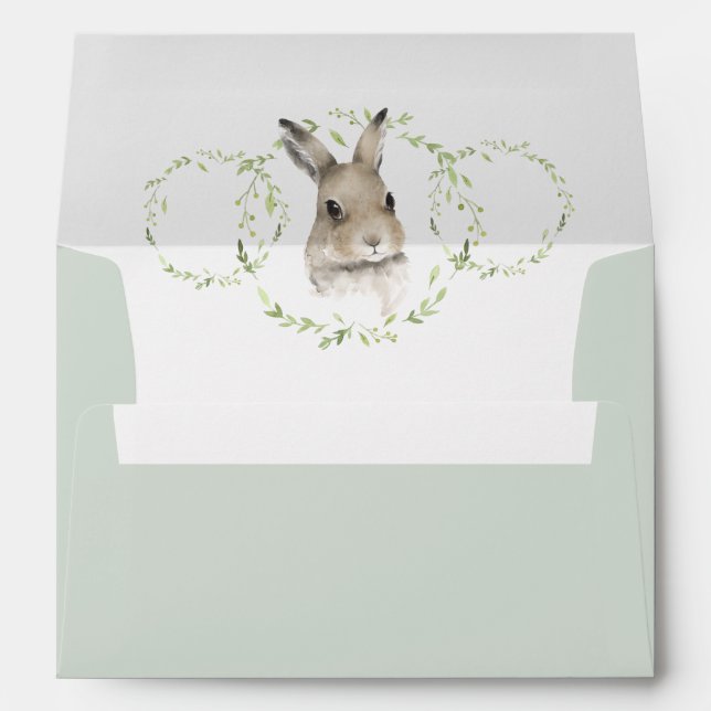Forest Animals Bunny Rabbit Script Watercolor Envelope (Back (Bottom))