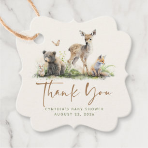 Forest Animals Cute Baby Shower Thank You Favour Tags