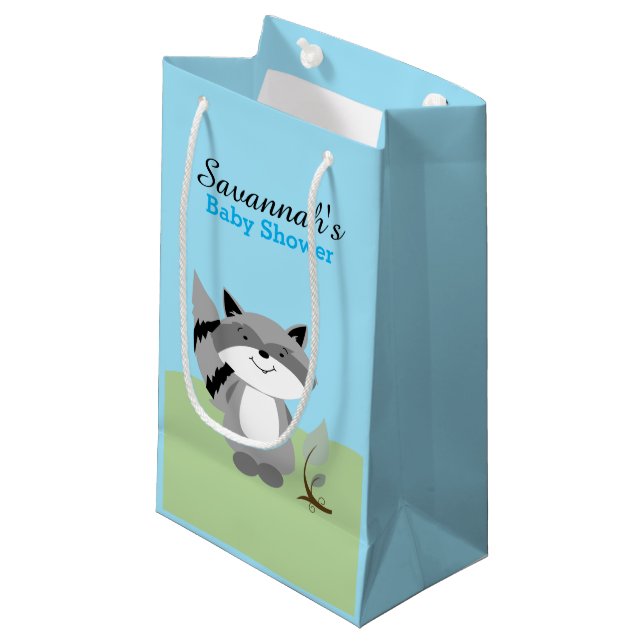 Forest Animals Fox and Raccoon Gift Bag (Front Angled)