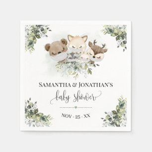 Forest Animals Greenery Baby Shower Napkin