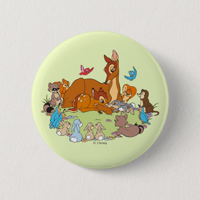 Forest Animals Greeting Prince Bambi 2 Inch Round Button (Front)