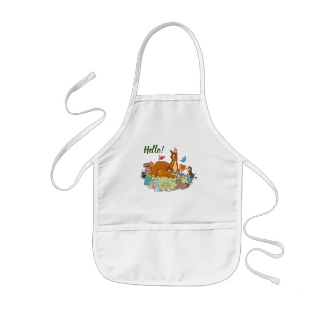 Forest Animals Greeting Prince Bambi Kids Apron (Front)