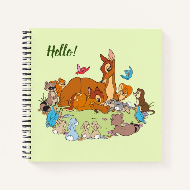Forest Animals Greeting Prince Bambi Notebook (Front)