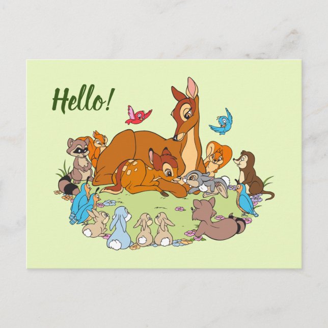 Forest Animals Greeting Prince Bambi Postcard (Front)