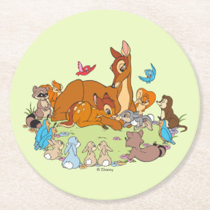 Forest Animals Greeting Prince Bambi Round Paper Coaster