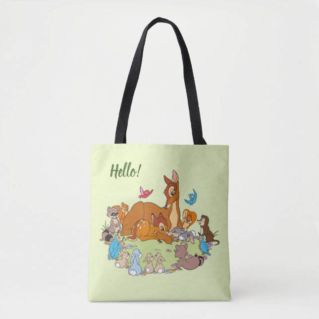Forest Animals Greeting Prince Bambi Tote Bag (Front)