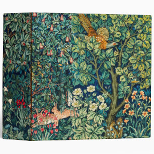 FOREST ANIMALS Hares,Pheasant Bird, Green Floral Binder