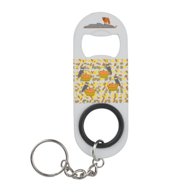 🦊🦉 Forest Animals Keychain Bottle Opener (Front)