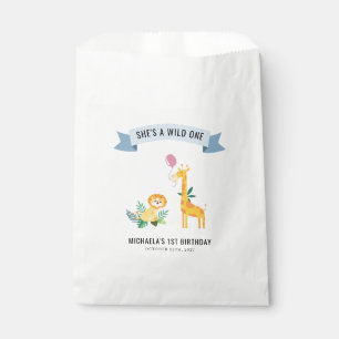 Forest Animals Lion Giraffe 1st Birthday Favour Bag