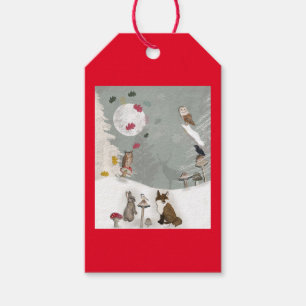 FOREST ANIMALS ON A SNOWY NIGHT GIFT TAG