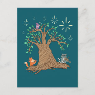 Forest Animals Playing Music Woodland Folk Art Postcard