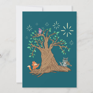 Forest Animals Playing Music Woodland Folk Art Thank You Card