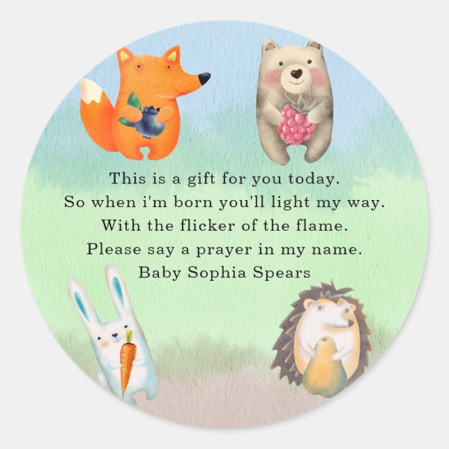 Forest animals - Prayer candle label (Front)