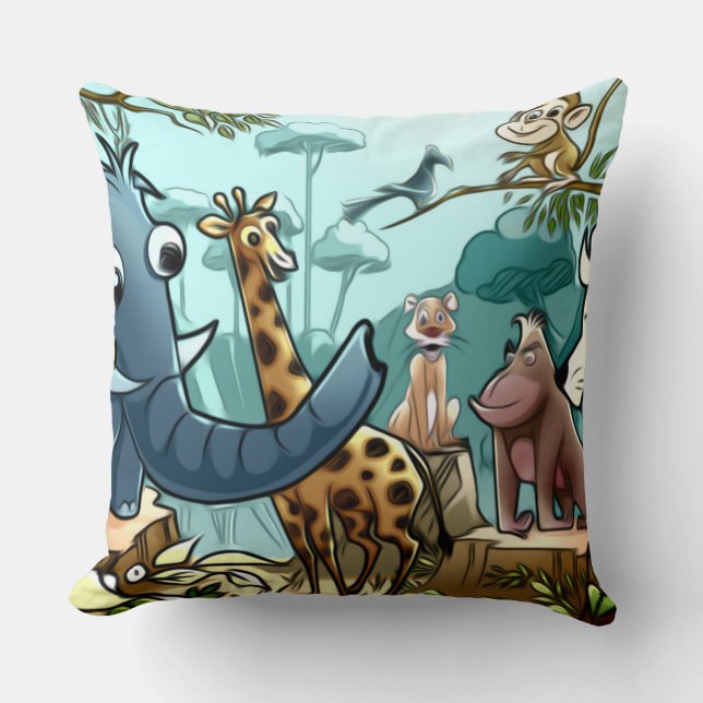 Forest Animals Throw Pillow (Front)