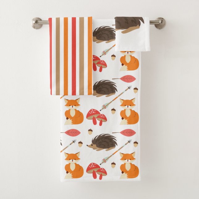 Forest Animals Tribal Kids Bath Towel Set (Insitu)