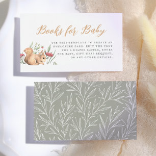 Forest Animals Vintage Baby Shower Books For Baby Enclosure Card