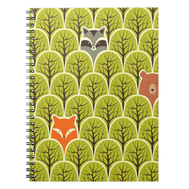 Forest Animals Vintage Pattern Notebook (Front)
