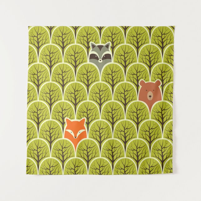 Forest Animals Vintage Pattern Tapestry (Front)