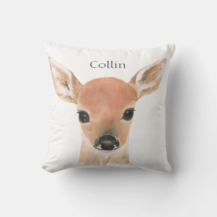 Forest Animals Watercolor Deer Typography Nursery Throw Pillow