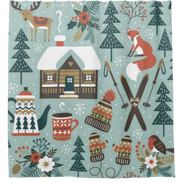 Forest Animals: Winter Vintage Seamless. (Front)